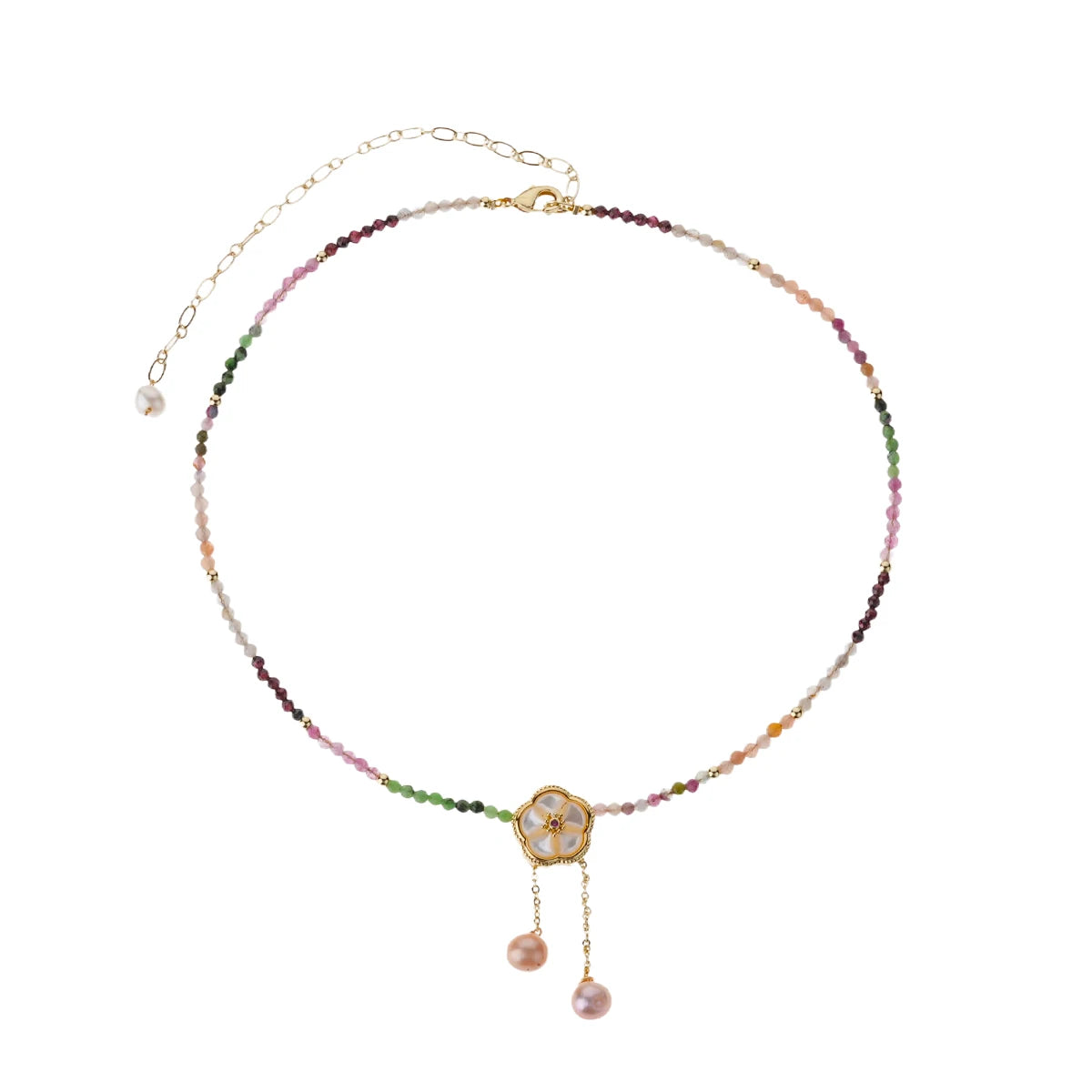Bohemian Multi Color Gold Plated Stainless Steel Chain Wholesale Rosary Heart Pendant Jewelry Bead Necklace