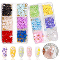 BIN 6 Girds Nail Gold Metal Beads Colorful Flower Charm Nail Art Decoration 3D Nail Jewelry Accessories