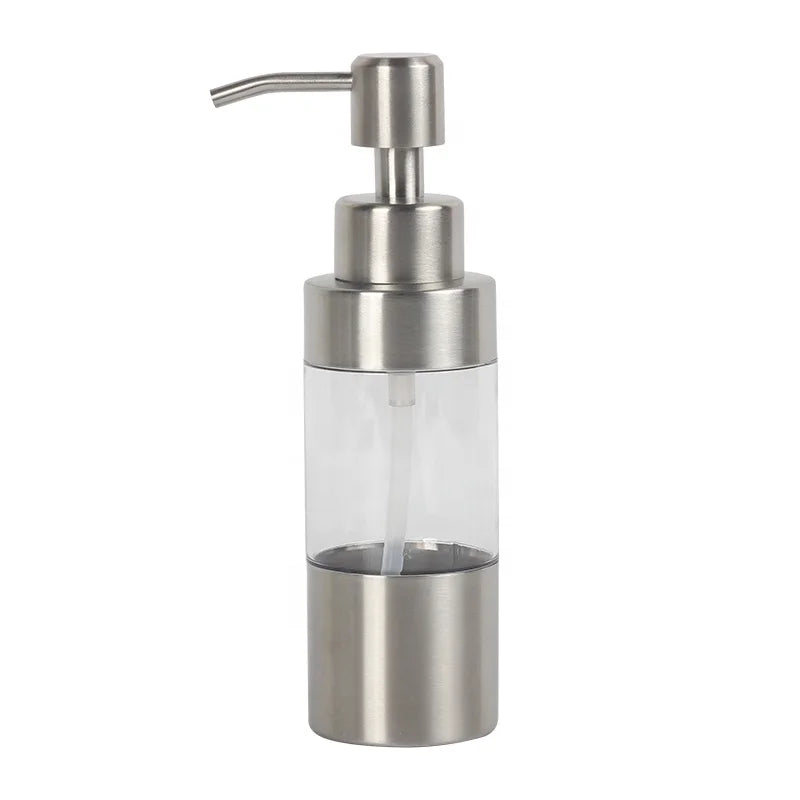 Wholesale Clear Acrylic Foam Soap Dispenser with Stainless Steel Hand Soap Pump Refillable Liquid Soap Dispenser for Hotel Use