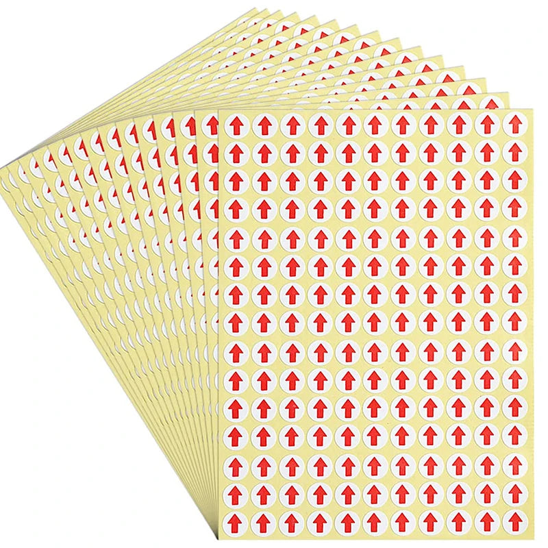 Self Adhesive BOPP Waterproof Customizable Red Arrow Labels Removable Product Inspection Direction Indicator Stickers