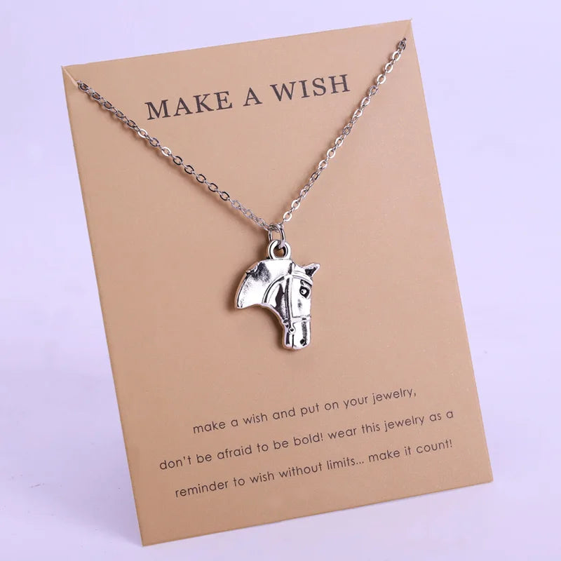 Inspirational Jewelry Gift for Children Chain Necklace Animal Monkey Panther Owl Horse Fox Cat Dog Paw Elephant Pendant Necklace