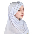 Sequin Hijab Muslim Head Wrap Solid Lightweight Islamic Stretch Elastic Head Cover for Women