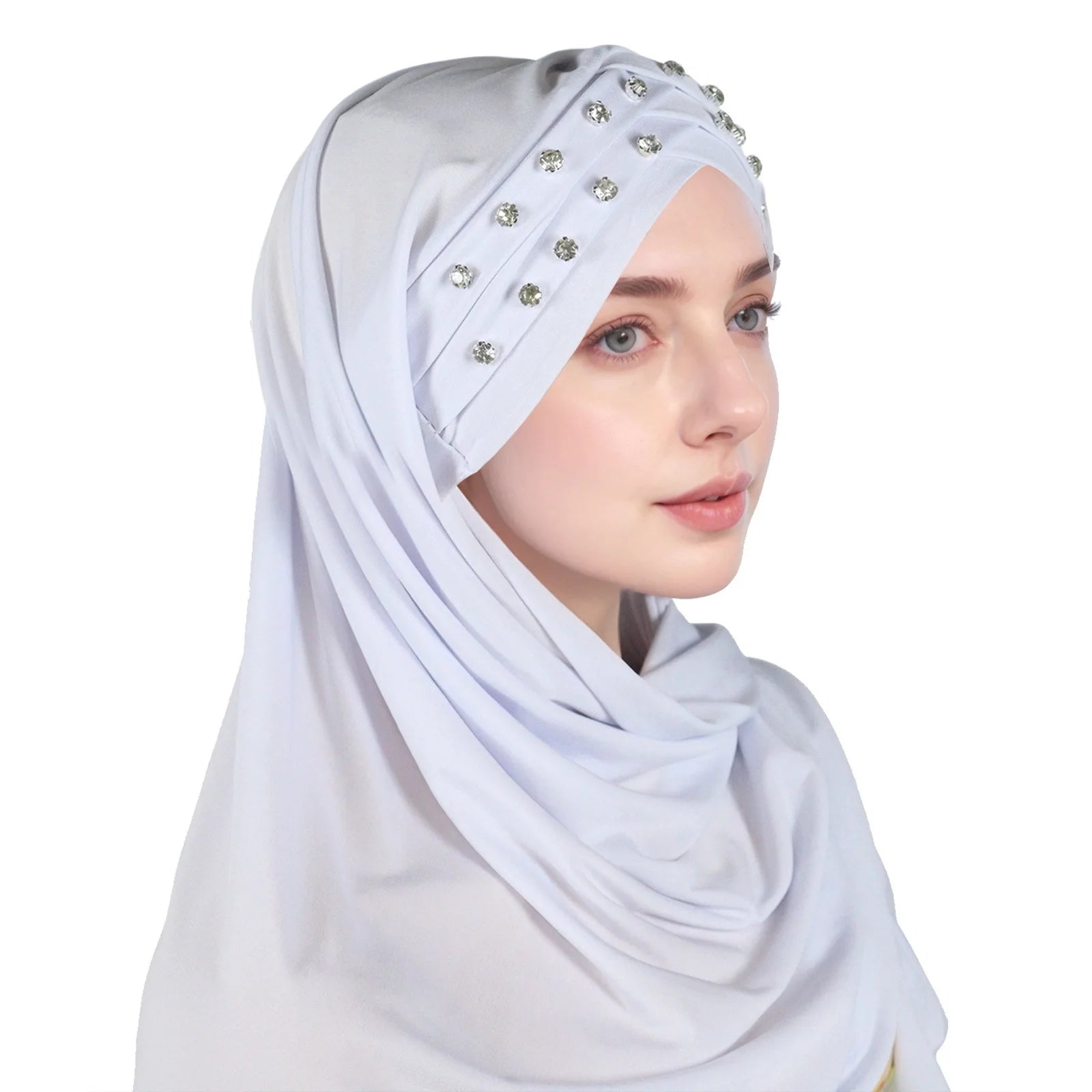 Sequin Hijab Muslim Head Wrap Solid Lightweight Islamic Stretch Elastic Head Cover for Women