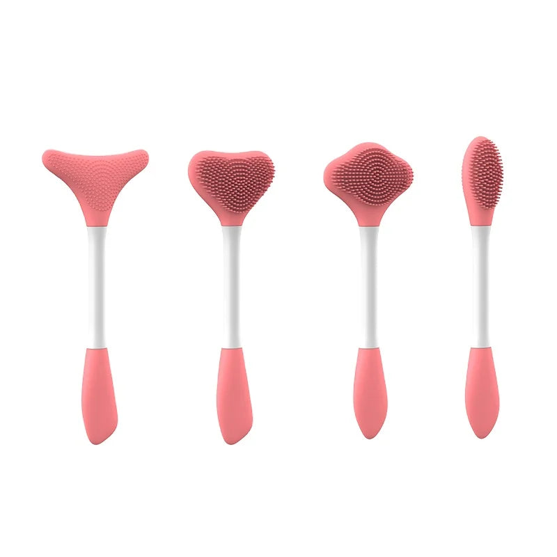 Mulit Function Exfoliating Lip Scrub Exfoliator Brush Tool Nose Cleaning Brush Double Side Soft Silicone Facial Cleansing Brush