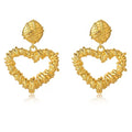 Brass Plating 18k Gold Love Woven Gold Earrings for Woman Heart Pendant Metal Jewelry Custom