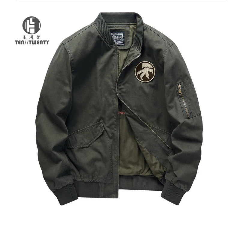 Spring Men's Coated Hip Hop Bomber Jacket Windbreaker Stand Collar Cotton Shell Short Plus Size Waterproof Breathable