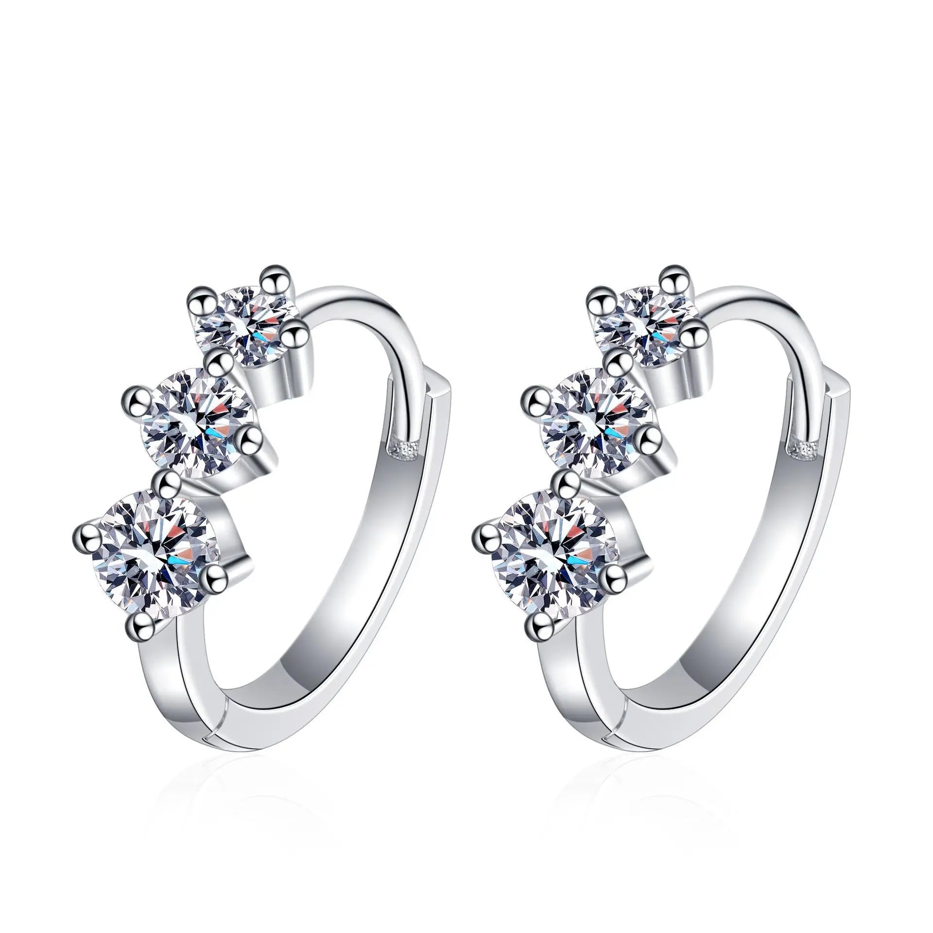 Wholesale Grade D Moissanite Diamond Hoop Earrings 925 Sterling Silver 0.72ct Moissanite Huggie Earrings