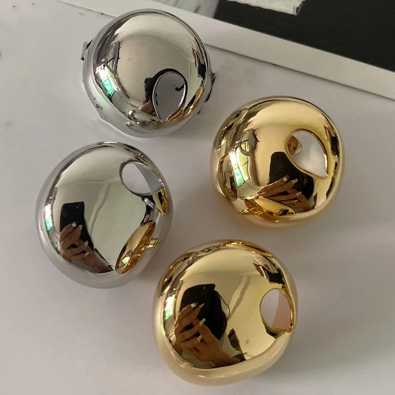 Kaimei Fashion Jewelry Hollow Circle Earrings Customized French Geometric Earring Round Ball Water Droplet Gold Chunky Earrings