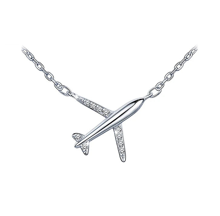 China Supplier Wholesale Fashion Gift Pure 925 Sterling Silver Handmade Custom Engraved Airplane Pendant Necklace Jewelry