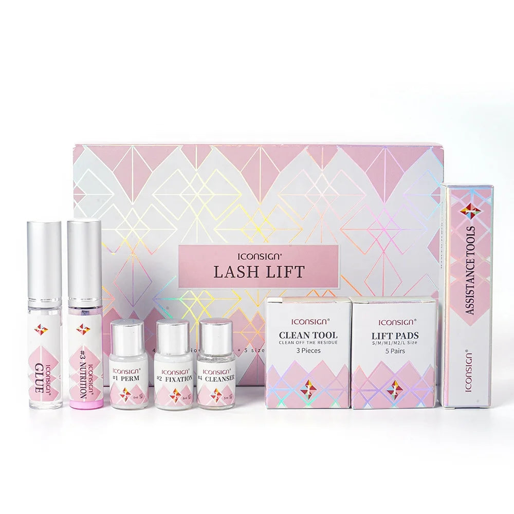 IKA-006 ICONSIGN Wimpern Lifting De Sodium Bromate Free Pink Lash Lift Kit Fast Lash Lift Perm Kit With Nutrition Oil and Tools