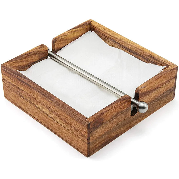 Desktop Wood Tissue Box Restaurant Cafe Home Decor Table Decoration Rustic Napkin Holder