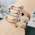 High Quality Women's Jewelry Gift Accessories Wholesale Diamond Shell Double Love Heart-shaped Charm 304/316L Stainless Bracelet