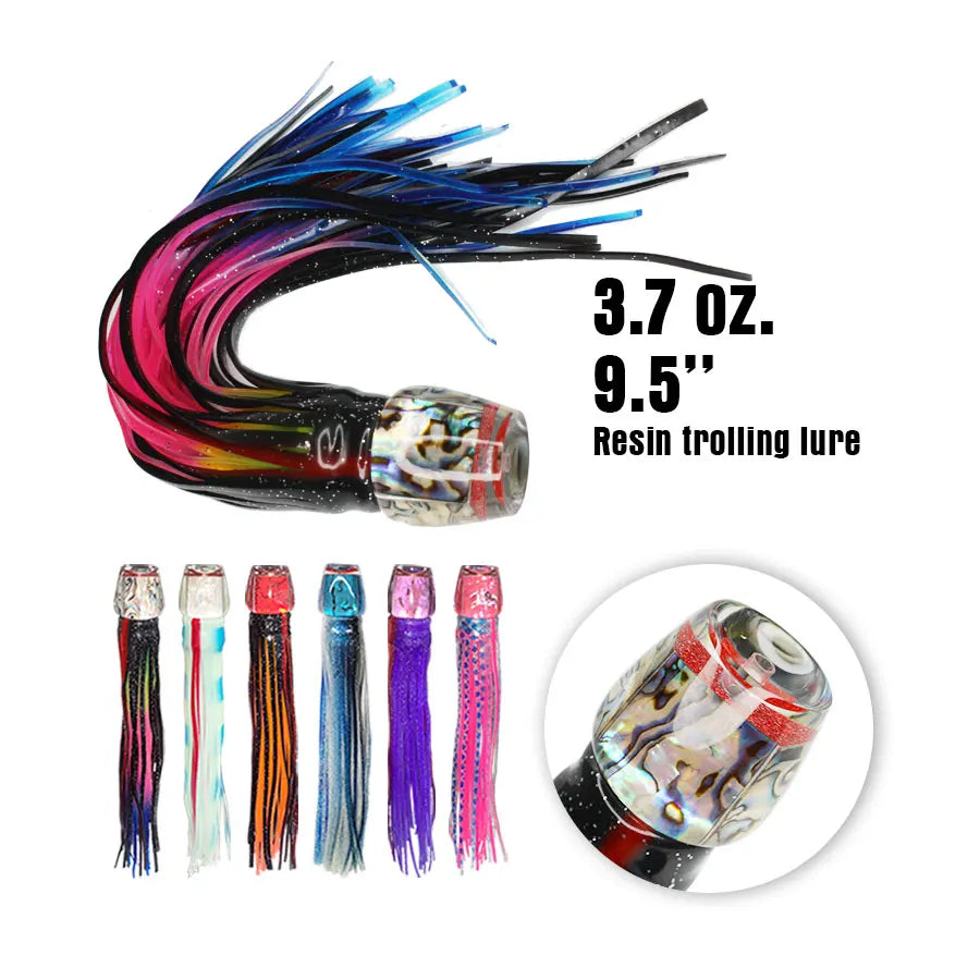 9.5inch 106g Big Game Fishing Resin Head Saltwater Marlin Tuna Fish Trolling Lures Baits with Octopus Skirts