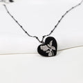 Chris April Fashion Black Gold PVD Plated 316L Stainless Steel Simple Heart Rose Pendant Satellite Chain Necklace