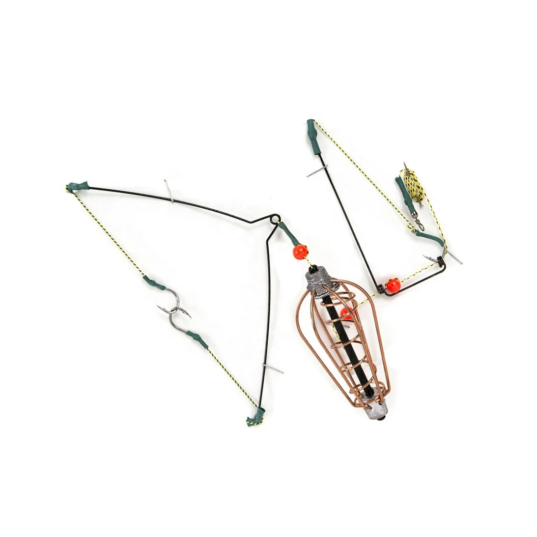 Fishing Bait Cage Bait Lure Copper Trap Basket Feeder Holder With Hook Spring Bait Cage Spring Lure Feeder with Hook