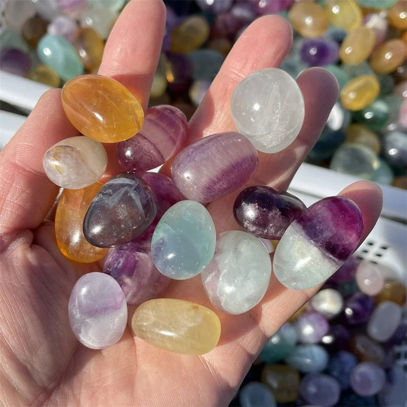 Wholesale Bulk Natural Quartz Tumble Spiritual Healing Crystals Rainbow Fluorite Tumble Stones for Decoration