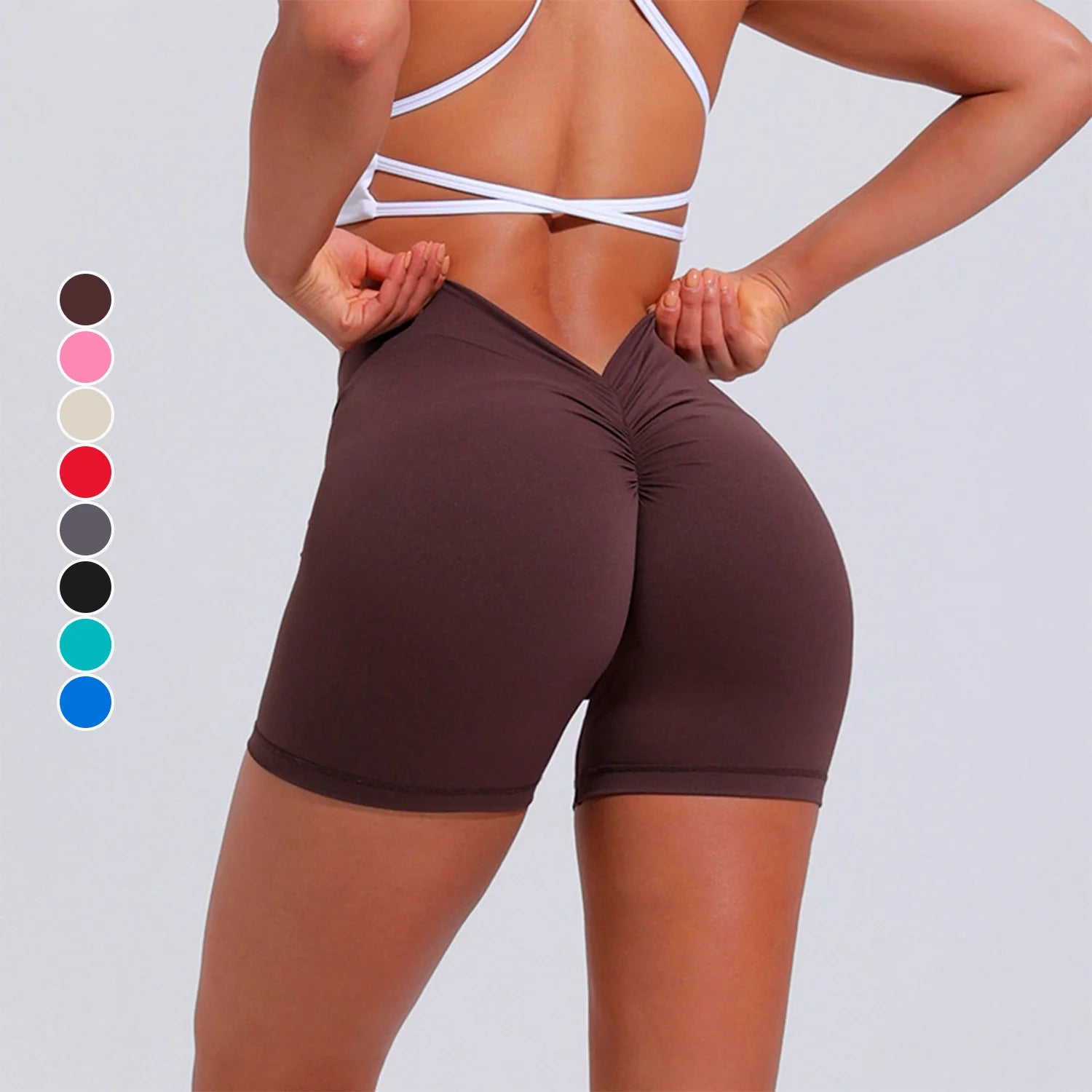 Hot Sale V Waist Peach Hip Sexy Scrunch Butt Sports Pants Nude Feeling Skin Friendly Breathable Women Gym Yoga Shorts for Women