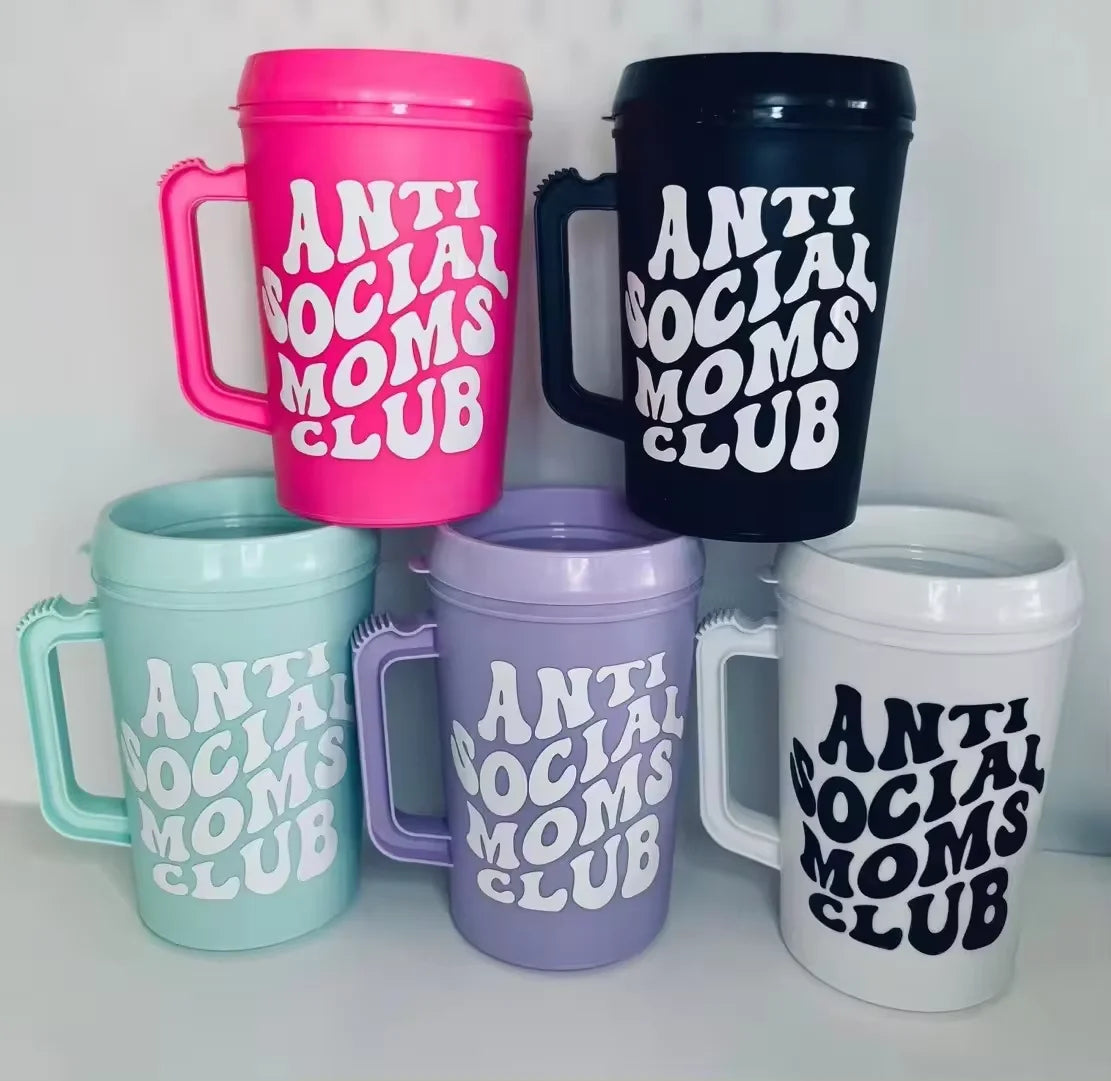 New Style Heat Press Transfer Double Wall PP Plastic Mugs with Handle 22oz 34oz Water Cups Stein Cup with Handle Plastic