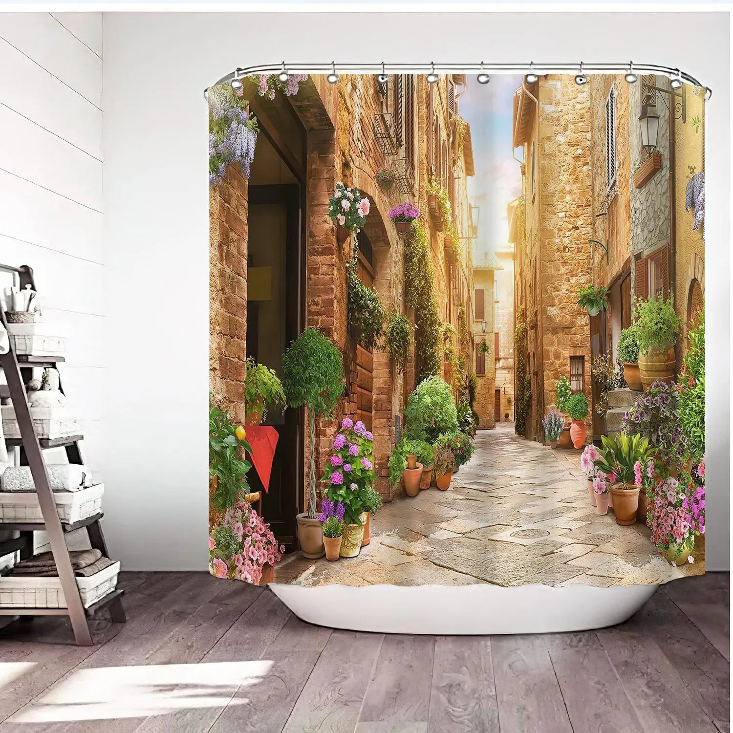 European Town Shower Curtain Bathroom Curtain Fabric Waterproof Polyester Bathroom