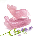 Wholesale Natural Rose Quartz Wolf Hand Caved Animals Dreamy Amethyst Crafts Heading Crystal Carving for Home Decoration