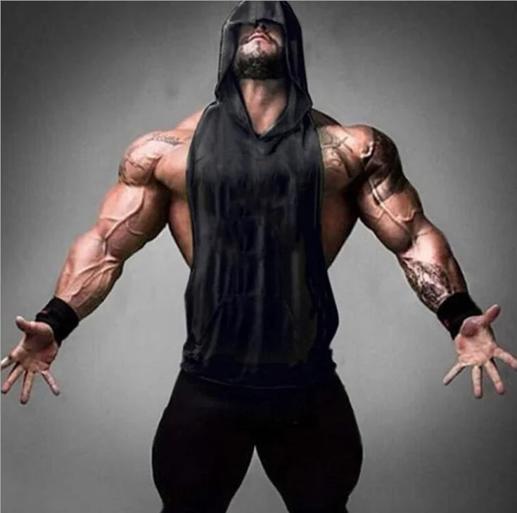 Hot Sale Men's Sleeveless Tshirt Vest Gym Fitness Hooded Sweatshirt Blank Without logo Vest Sweatshirts Hoodies for Man