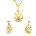 Factory Price Fashion Jewelry Set Geometric Multiple Designs Zircon Crystal Set Stainless Steel Gold Necklace Earrings Set