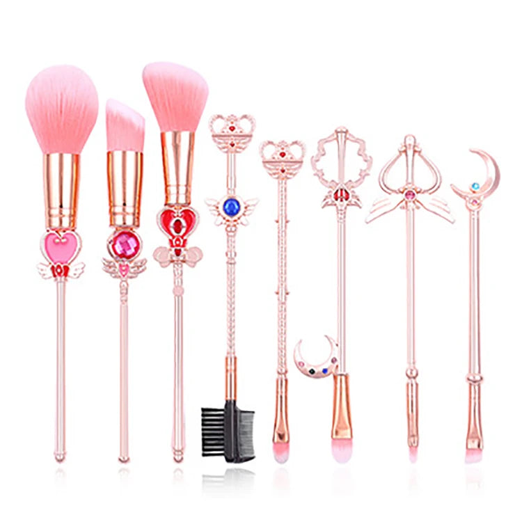 8Pcs Professional Foundation Brush Metal Handle Makeup Tools Sakura Luxury Pink Makeup Brush Set for Girl