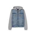 Latest Design Men's Denim Jacket 100% Cotton Long Sleeves Single Button Ribbing Pocket Drawstring Hood Winter OEM Available