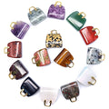 Natural Gemstone Bag Handmade Crafts Healing Reiki Energy Raw Stone Bag Pendant Ornament Carved Mini Bag Home Desk Decoration