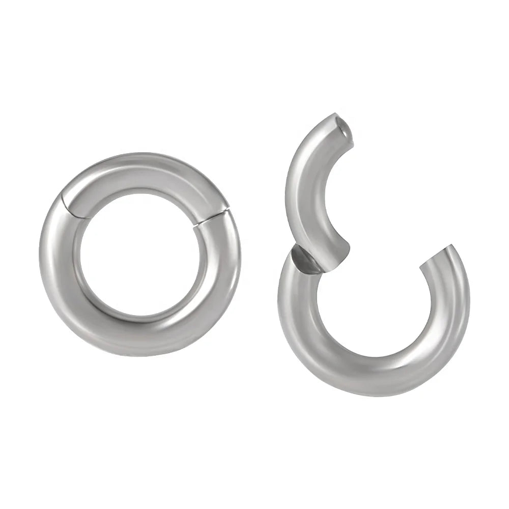 Heavy Hinged Clicker Septum Ear Plug Nose Rings Stainless Steel Jewelry for Engagement Piercings No Need Use Opening Pliers