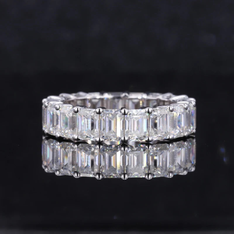 Starsgem Custom 14K Gold Jewelry 3*4mm baguette Emerald Cut Moissanite Eternity Band