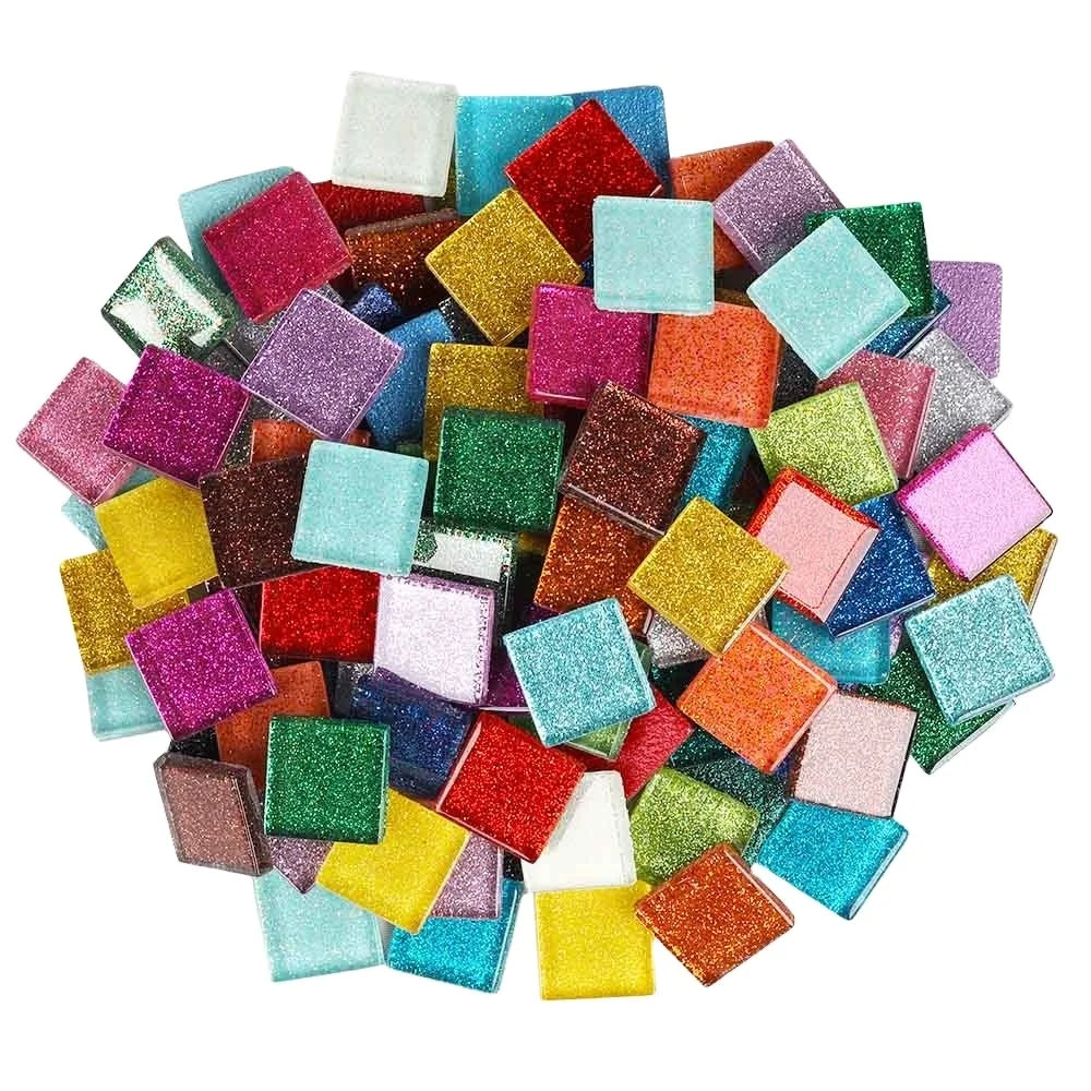 2cm Mixed Square Glitter Mosaic Loose DIY Hobbies DIY Mosaic Art Material Supplier Glass 2 cm