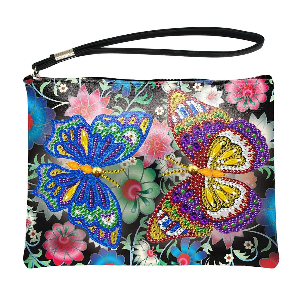 Best Quality Butterfly Special Shaped Handmade Diamond Art Envelope Wristlet Wallet for Girl Women