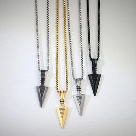 Vintage Gold Plated Stainless Steel Chain Viking Spear Head Pendant Necklace Inspired Jewelry for Man