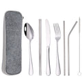 Hot Selling 8 Piece Portable Silverware Travel Flatware Camping Utensils Stainless Steel Cutlery Set WIth Bag
