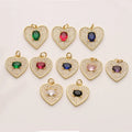 Fashion Micro Pave Full Crystal Heart Pendant Colorful Big Diamond Gold Plated Charm for Jewelry Valentine's Day Gfit