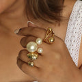 New Style Modern 18K Gold Plated Ring Stainless Steel Personalized Ball Three-Layer Line Winding Rings
