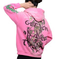 SanDian Streetwear Zip Hoodie Heavy Weight Thick Fabric Cut and Sew Zipper Vintage Embroidery Cropped Raw Hem Hoodies