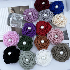 8cm Pearl Camellia Brooch Handmade Dress Accessories Suit Sweater Coat Flower Brooch for Women