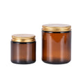 Factory Wholesale Empty 250Ml Amber Round Glass Jar Cream Travel Jars Candle Jar with Metal Lid Silk Screen Printed