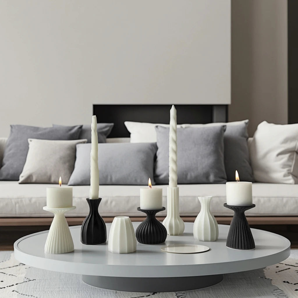 Diy Crystal Gypsum Cement Candle Holder Silicone Mould for Home and Wedding Decors Table Candle Stand Pillar Candle Holder