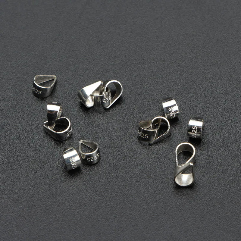 S925 Sterling Silver Clasps Melon Seeds Buckle Pendant Connectors for DIY Necklace Pinch Clip Bail Clasp