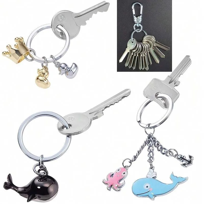 Key Ring Keychain Silver Metal Flat Split Key Chains Rings for Home Car Dog Tag Office Lanyards Keys Attachment