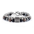 8mm Snowflake Stone Beaded Bracelets Stainless Steel Box Chain Bracelet Charm Men Adjustable Bracelet Wholesale