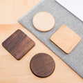 Custom Engrave Logo Round Square Natural Rustic Beech Walnut Wooden Coaster for Drinks