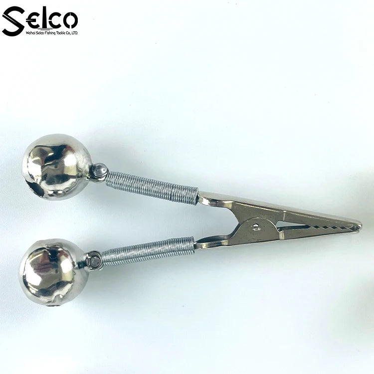 Selco Wholesale Custom Copper 18mm Durable Fishing Bite Alarms with White Nickel & Green Clips Fishing Rod Bells