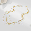 Fashion Charm 316L Stainless Steel Snake Chain Necklace High Polish Thin Three-Layered Herringbone Elegant Pearl Jewelry