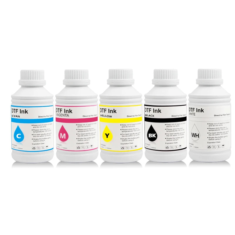 Ocbestjet DTF T Shirt Printing CMYK White Ink 500ML for A3 A4 Film Transfer Printer Transfer Machine White Ink for Epson DX5