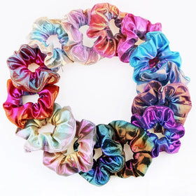 Wholesale 14 Color Laser Fabric Hair Band Bronzing Two Color Gradient Pig Large Colon Ring Head Flower Hair Scrunchies