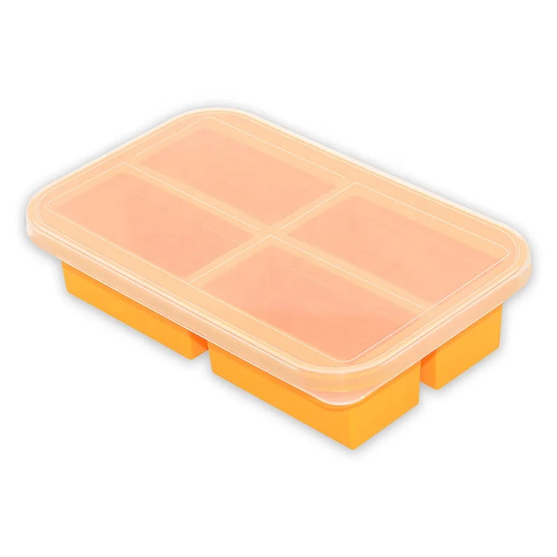 Amazing Jumbo 4 Portions Soup Freezing Tray Extra Large Multi-function Reusable Silicone Food Storage Freezer Container Tray